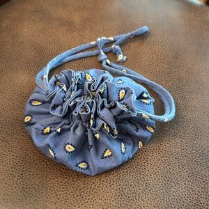 Vera Bradley Blue Quilted Jewelry Bag with Teardrop Pattern